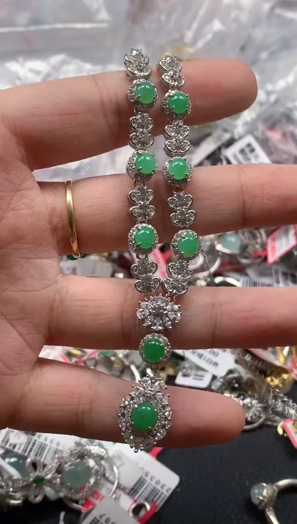 银S925镶嵌戒指翡翠天然A货缅甸翡翠