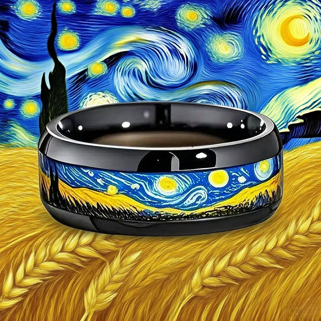 钛钢戒指 梵高【星夜】戒指小众设计情侣百搭指环高级感时尚配饰ins
