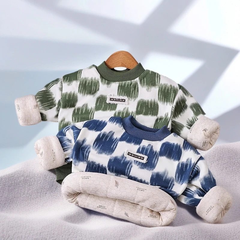 259（儿童冬季抗寒卫衣棉袄）冬季洋气桑蚕丝打底保暖上衣加厚长袖