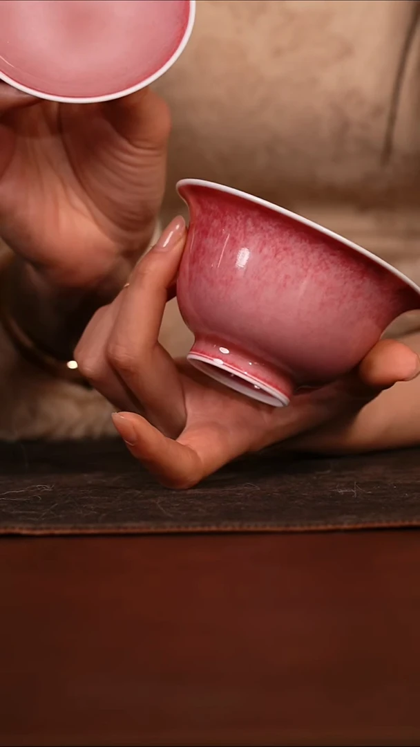 瓷瓷姑娘澄观柴窑豇豆红盖碗