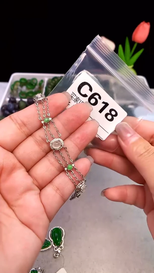 吊坠(不含链)银S925镶嵌翡翠1