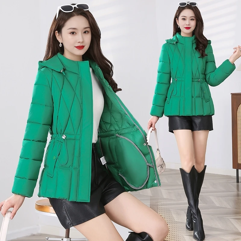 收腰显瘦棉服女短款2025新款轻薄棉衣秋冬季百搭洋气连帽棉袄外套