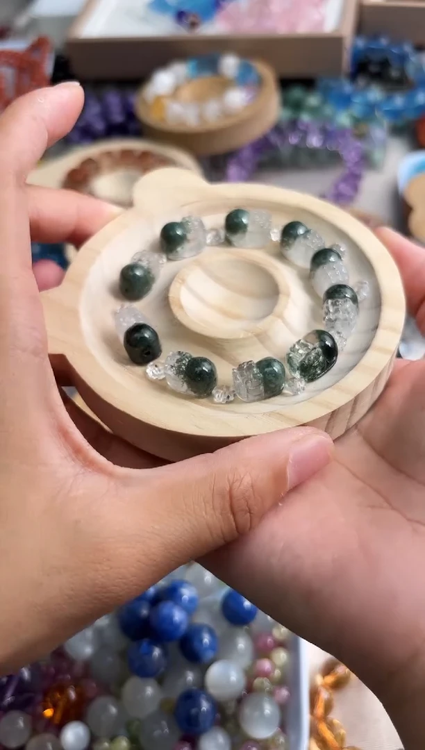 水晶手串未镶嵌H**RC56绿幽灵貔貅手串拍