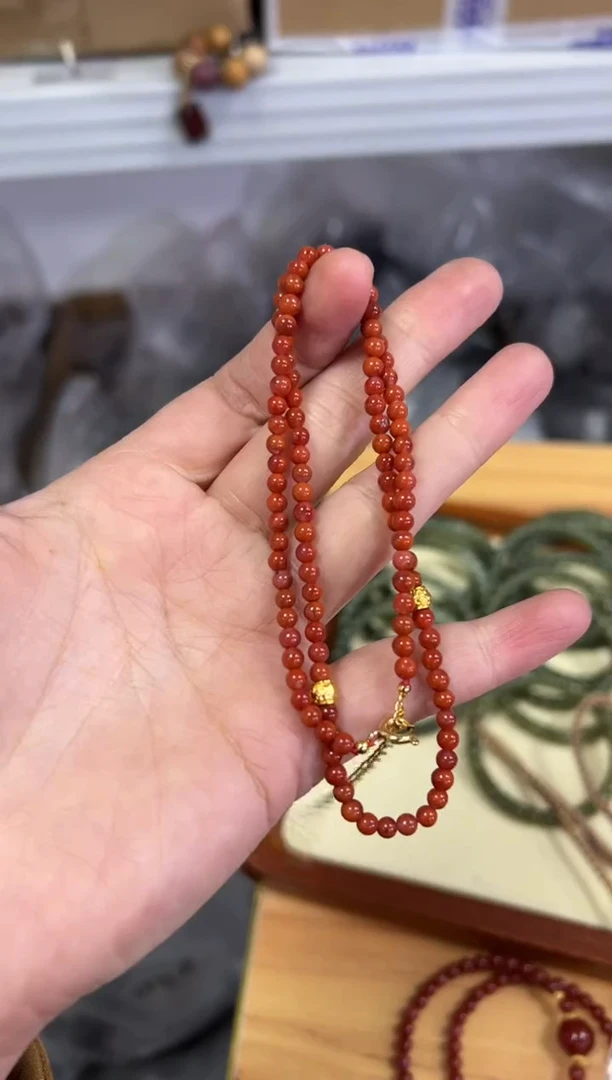 【闪购商品】南红玛瑙颈饰未镶嵌南红玛瑙小米珠项链[0206]