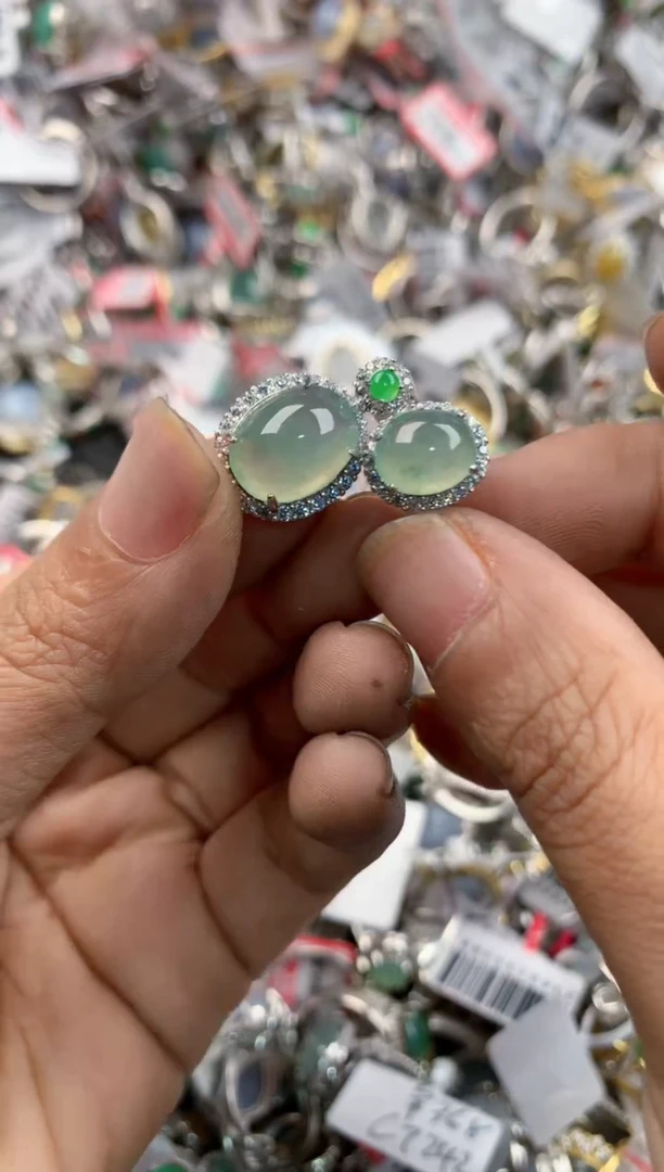 银S925镶嵌戒指翡翠1212---9