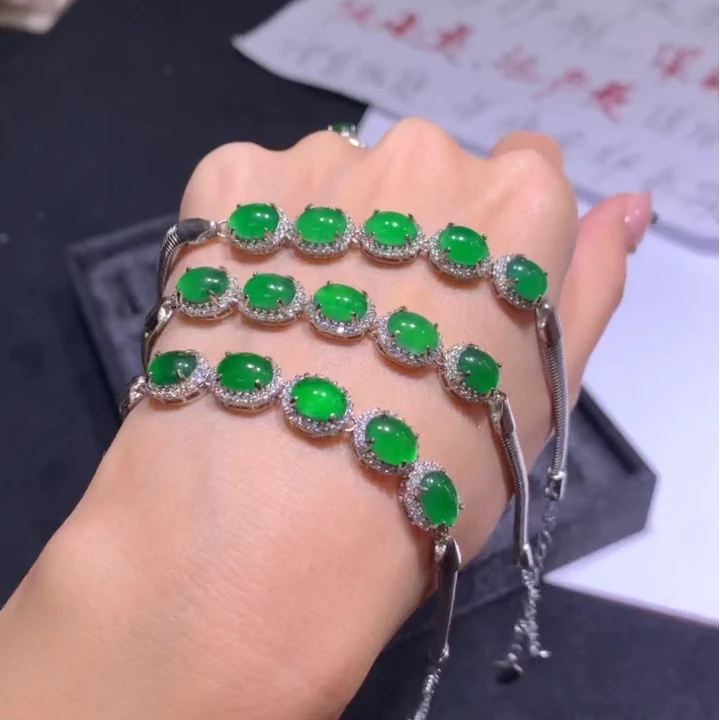 【逍遥】天然A货翡翠蛋面手链*705/68461/多样性发/1件