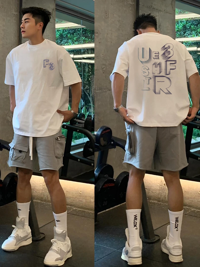 【重磅纯棉】夏季新款休闲宽松潮流美式百搭国潮透气嘻哈男短袖T恤