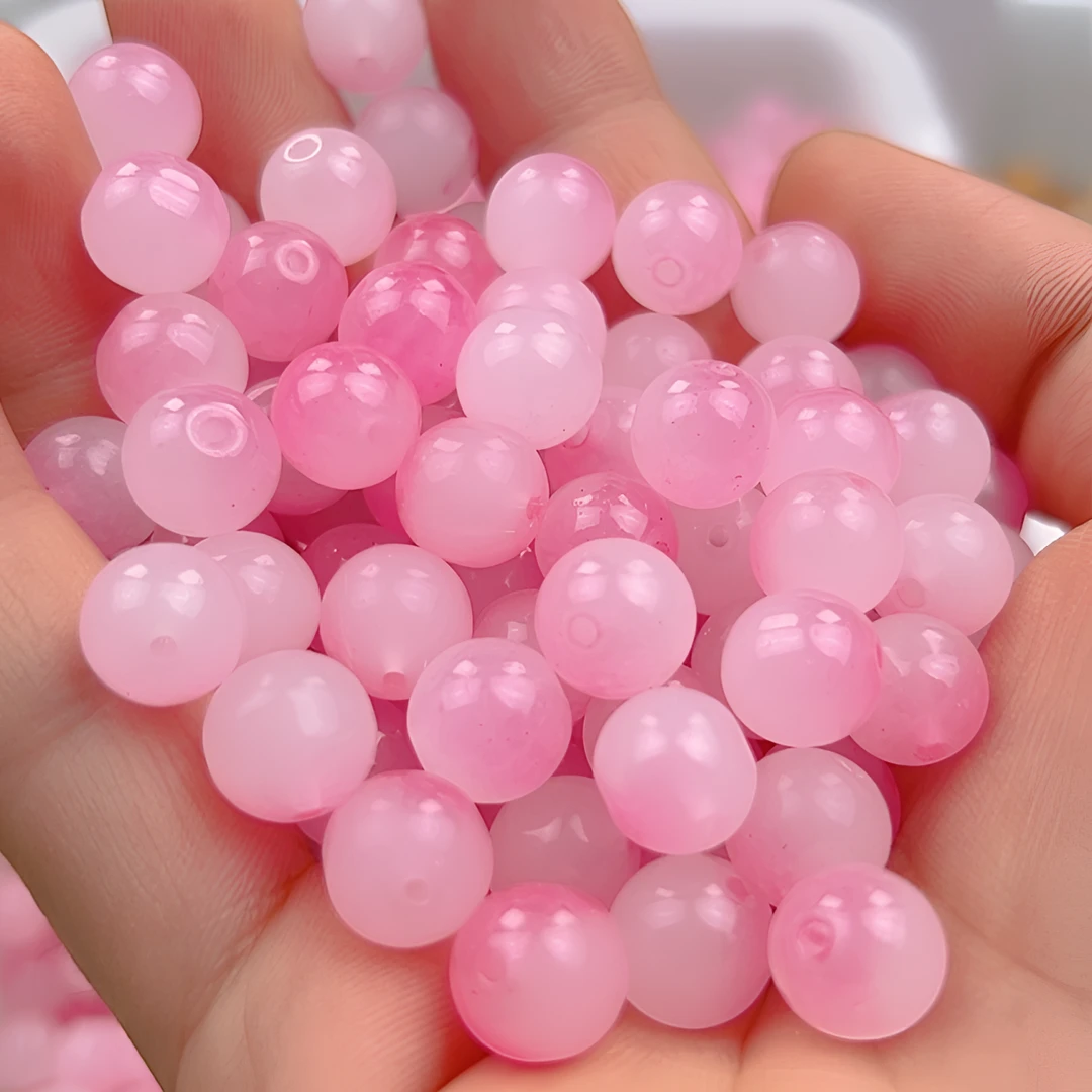 到手220颗卡10mm琉璃珠散珠蜜桃粉