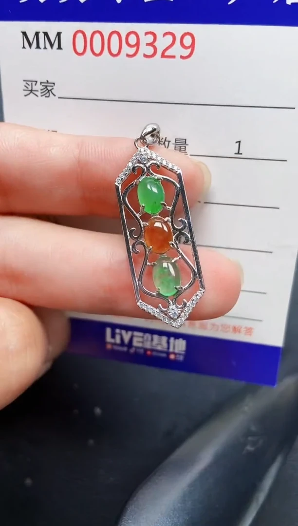 翡翠银S925镶嵌颈饰9329