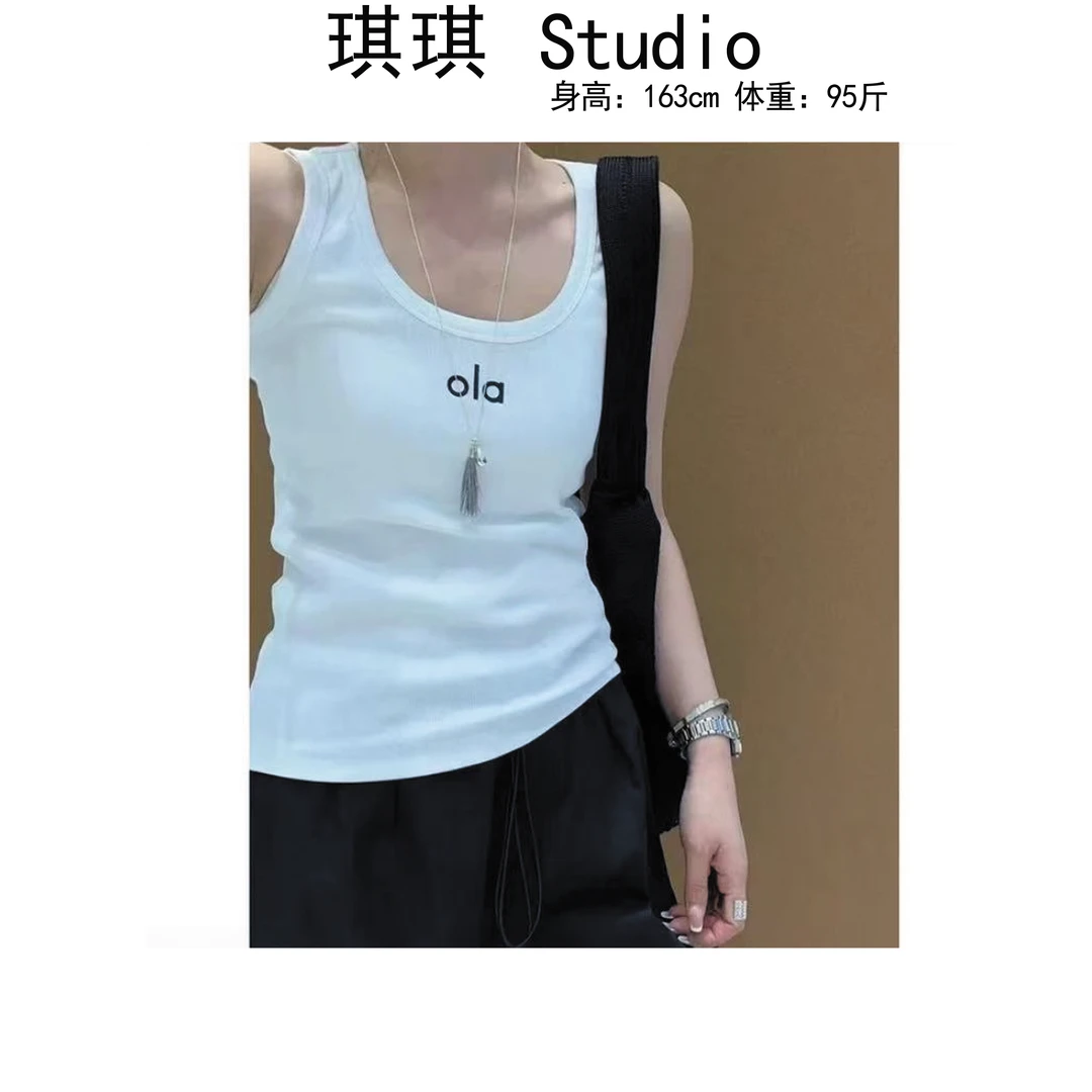 《琪琪家》夏季新款轻奢高级气质时尚印花字母通勤减龄背心3658-CS