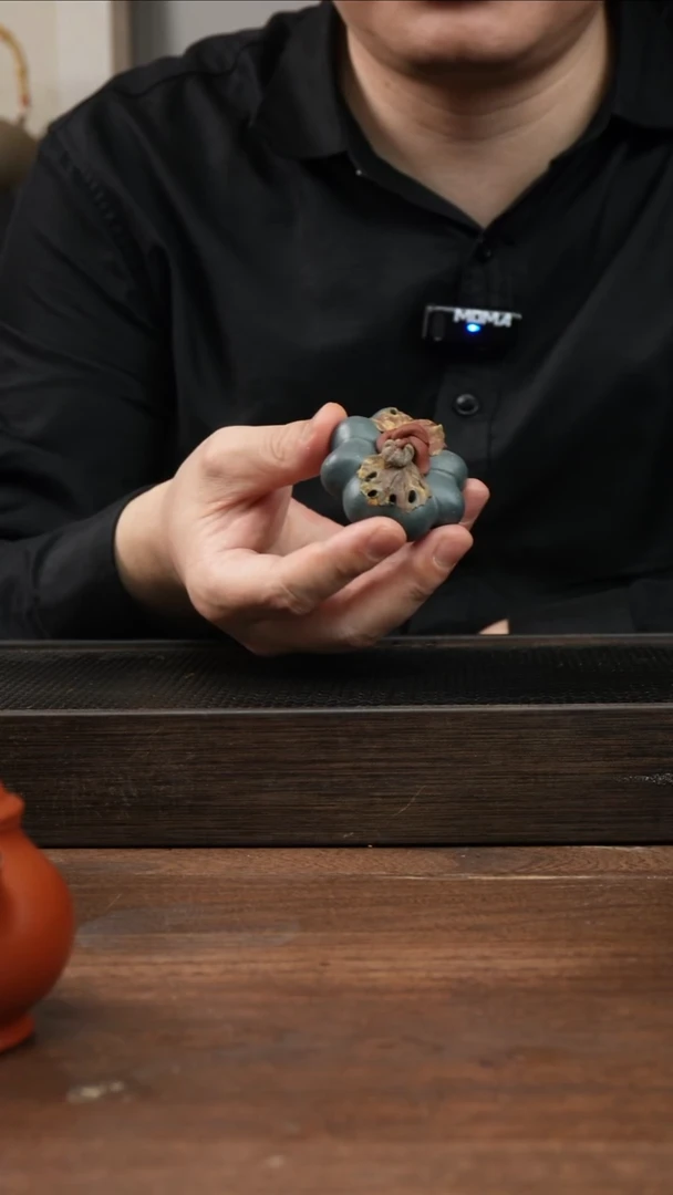 茶杯紫砂绿色南瓜茶宠  ！