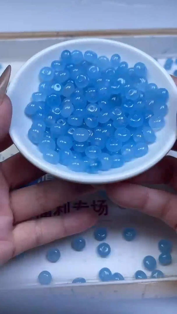 未镶嵌散珠玛瑙/玉髓M973海蓝玛瑙算盘5*8mm20颗8元