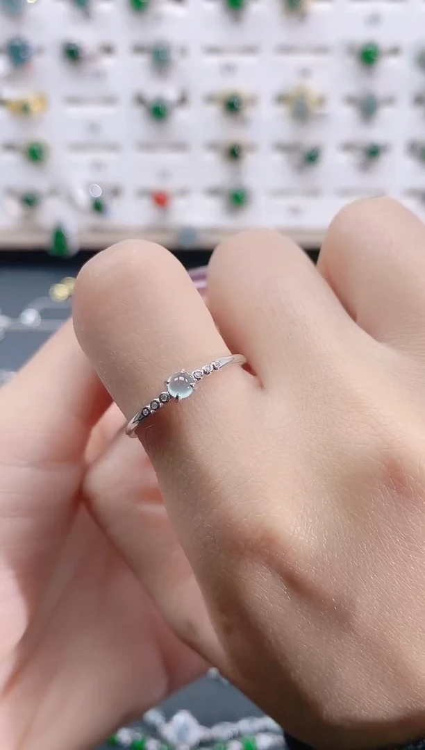 【闪购商品】翡翠戒指银S925镶嵌天然翡翠