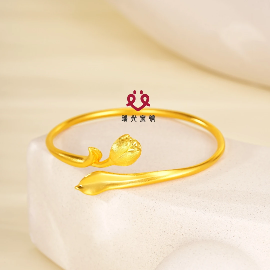 足银手镯 郁香腕间开口镯 精致时尚高级感简约轻奢经典百搭实心