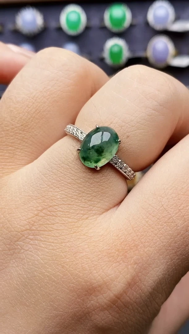 银S925镶嵌戒指翡翠1016