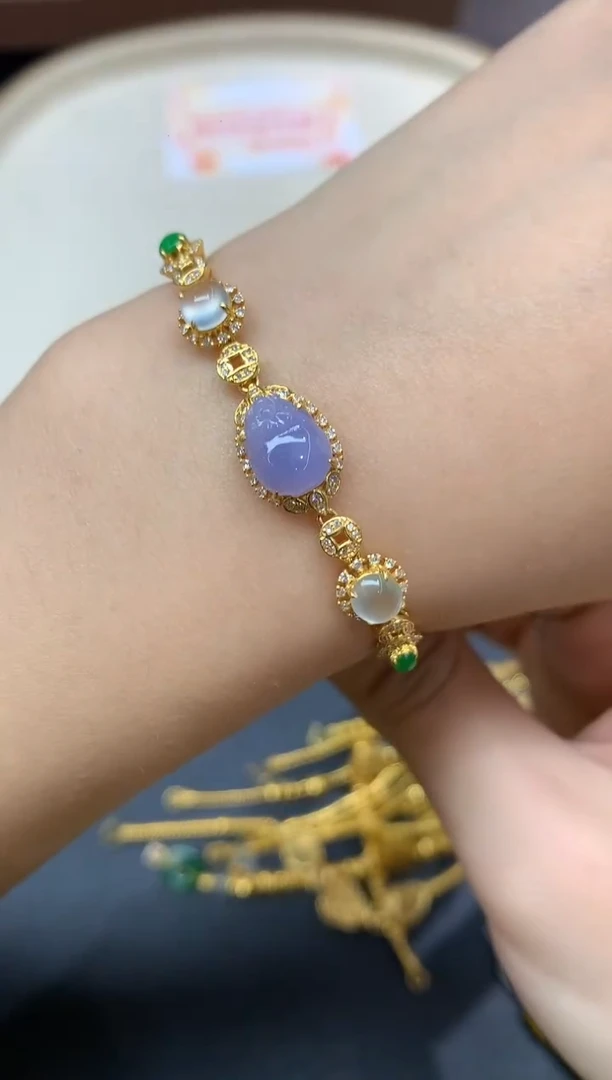 18K金镶嵌手链翡翠手链A1|19800