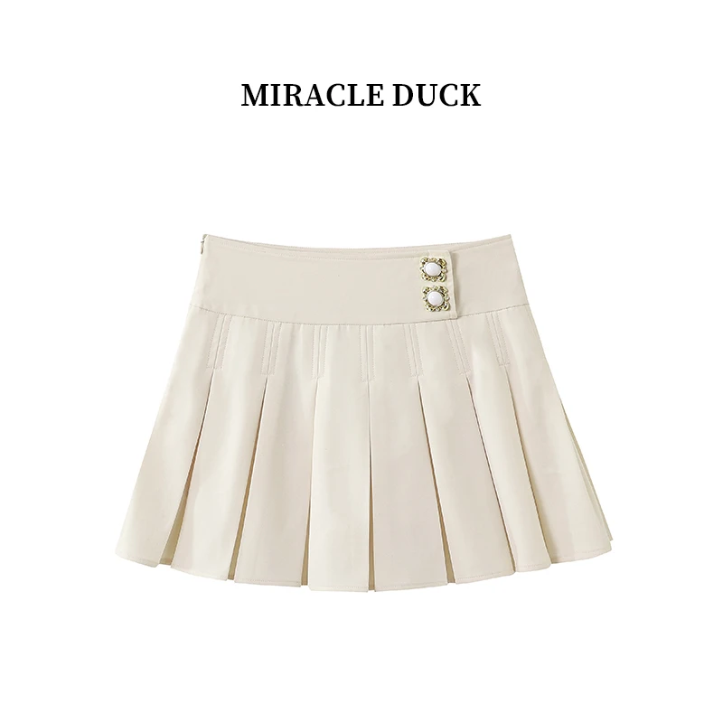 2号【米白色短裙】夏季气质时尚百搭高腰学院风百褶短裙女C1577