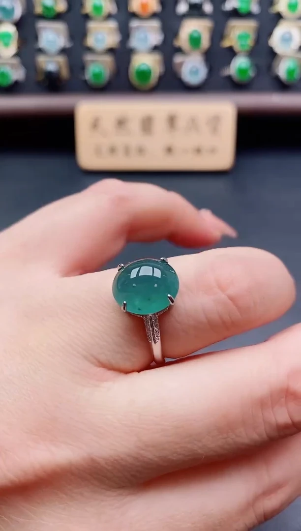 银S925镶嵌戒指翡翠1