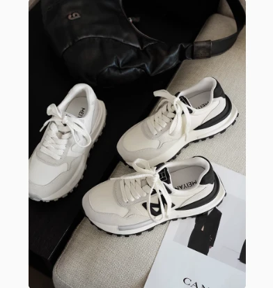 美洋MEIYANG暴走阿甘鞋 字母厚底休闲百搭系带运动老爹鞋37