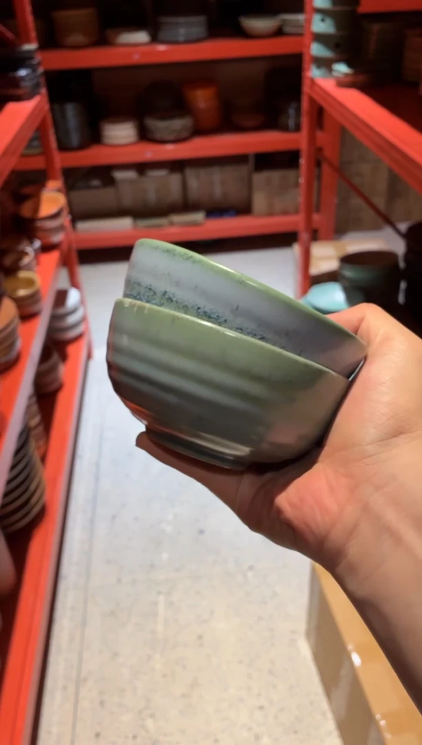 餐具果*妈703  绿色螺纹小碗1个