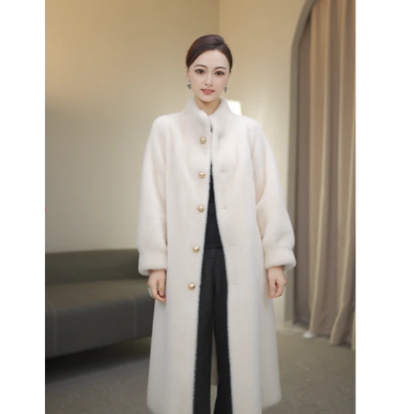 【孟彦希】米兰貂立领常规口袋女装冬季皮大衣盐系少年感皮毛一体