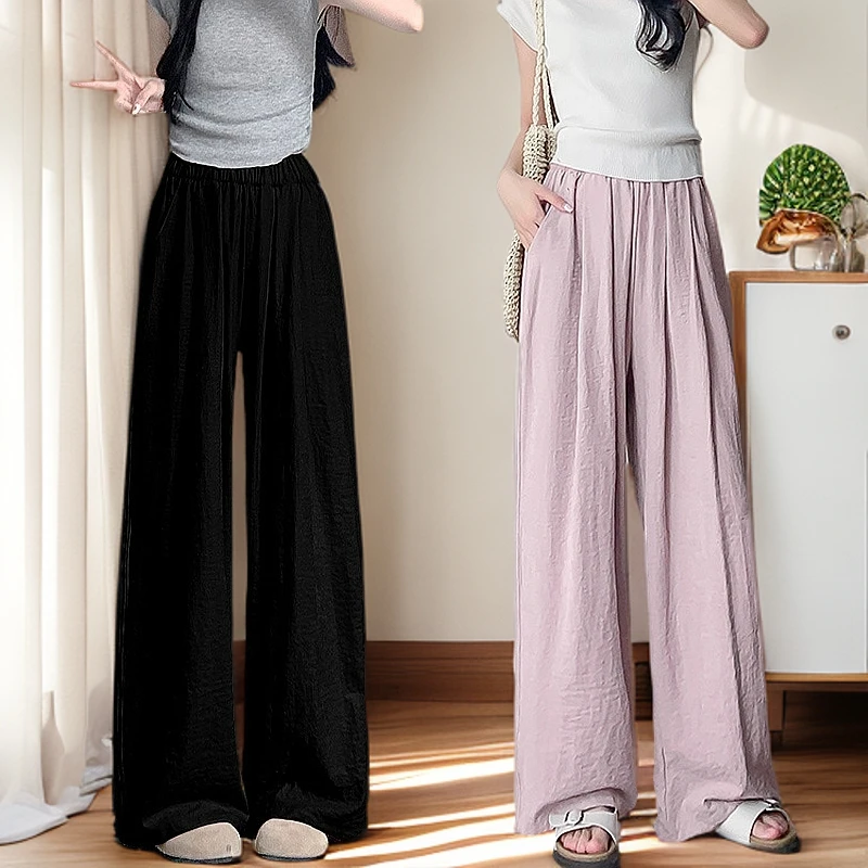 冰丝山本裤阔腿裤女2025夏季新款高腰显瘦垂感慵懒奶芙裤直筒百搭