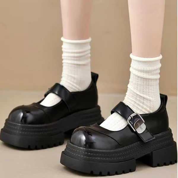 M1-1厚底乐福鞋2025春季新款时尚休闲英伦风增高百搭单鞋玛丽珍鞋