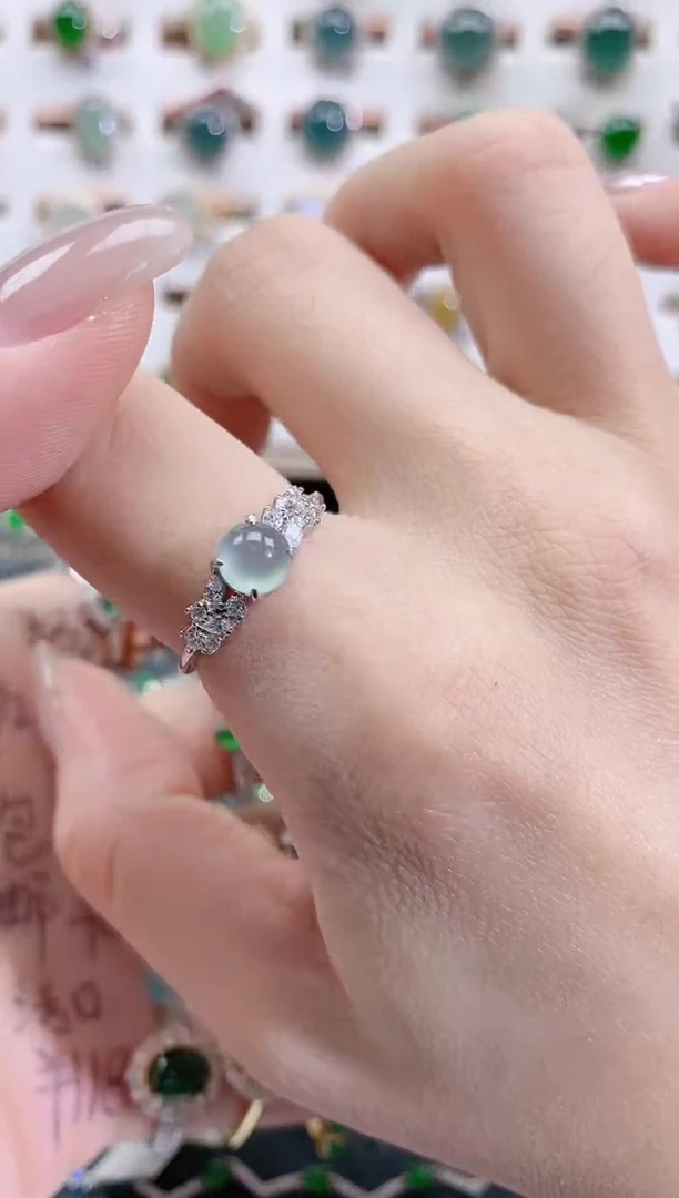 银S925镶嵌戒指翡翠天然翡翠