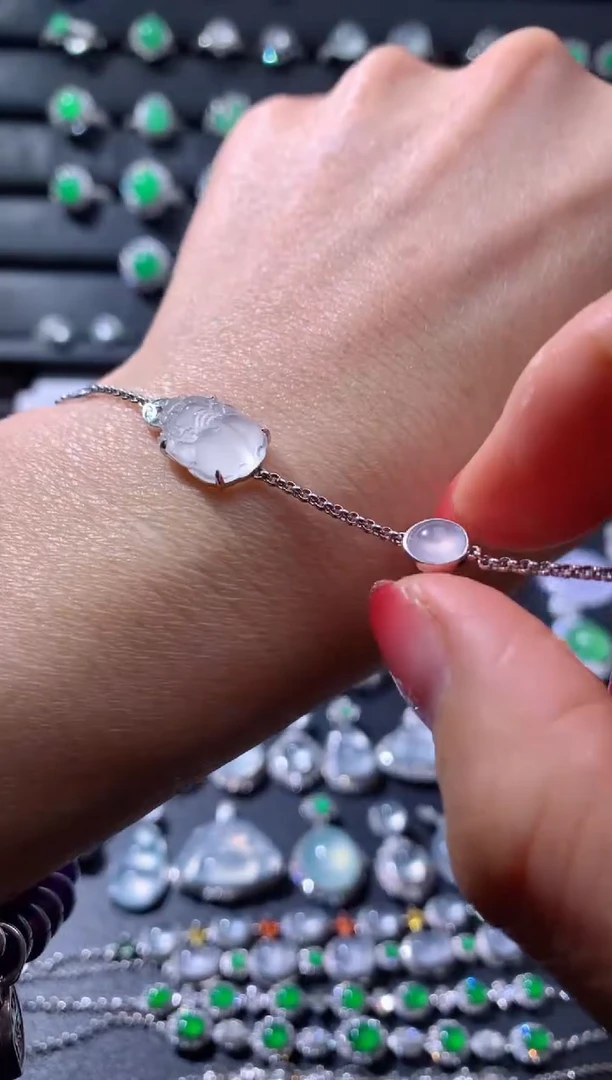 18K金镶嵌手链翡翠18K翡翠