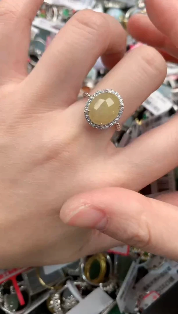 银S925镶嵌戒指翡翠666---6