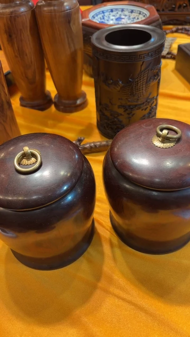 【闪购商品】木木雕一对茶叶罐