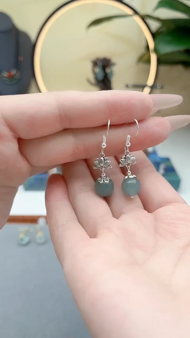 银S925镶嵌耳饰玛瑙/玉髓01