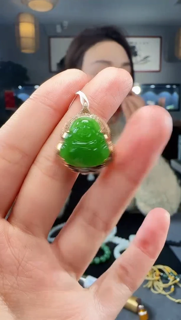 【闪购商品】和田玉吊坠(不含链)18K金镶嵌1