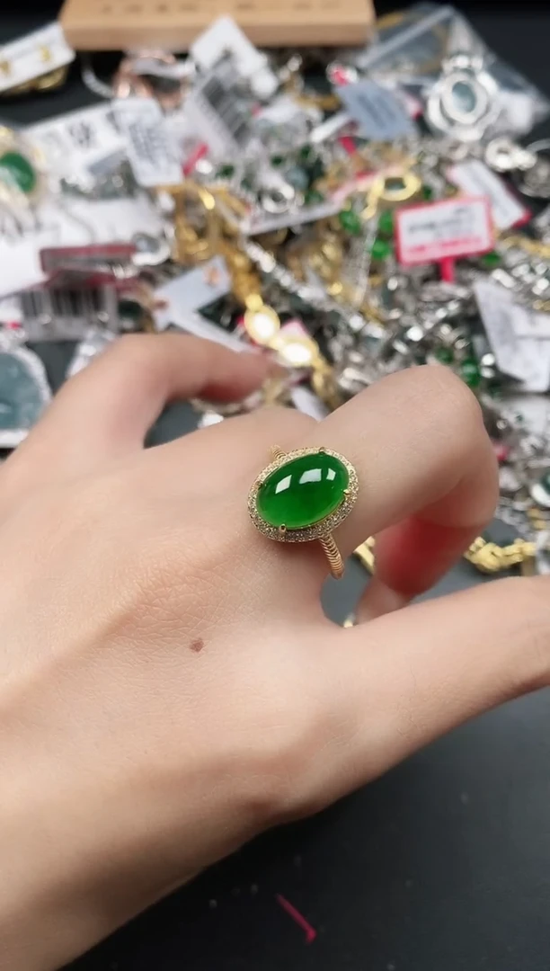 银S925镶嵌戒指翡翠111