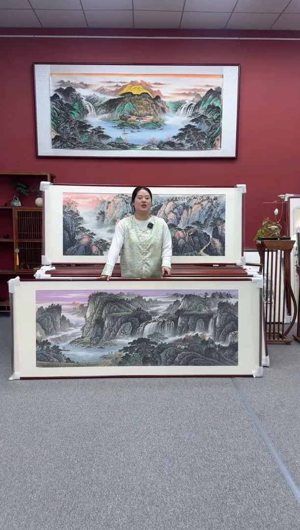 国画手绘 紫气东来  219*88