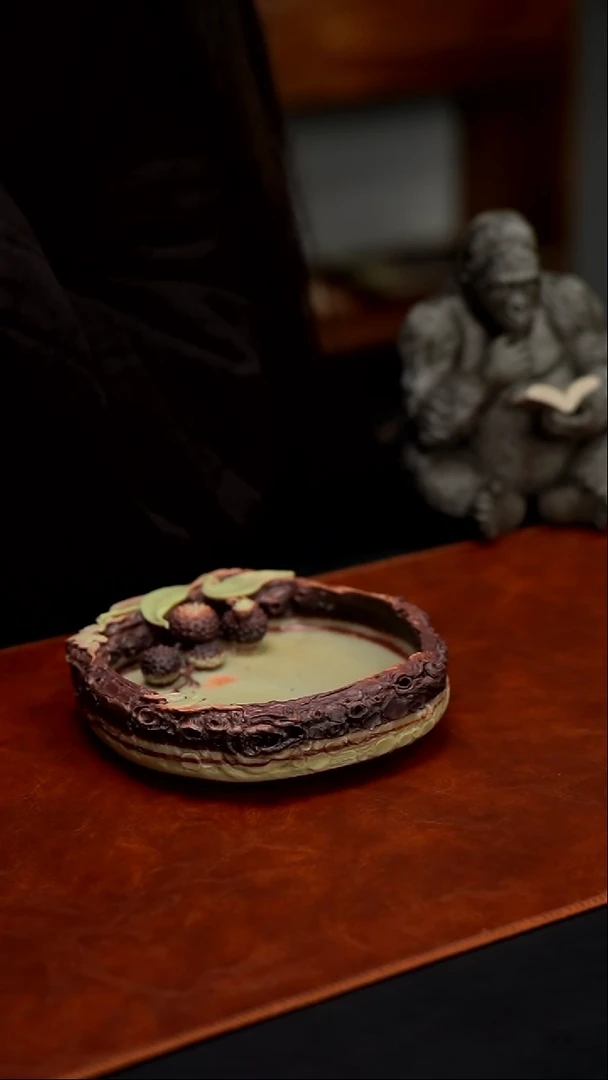 千石手工精品原石雕刻壶承