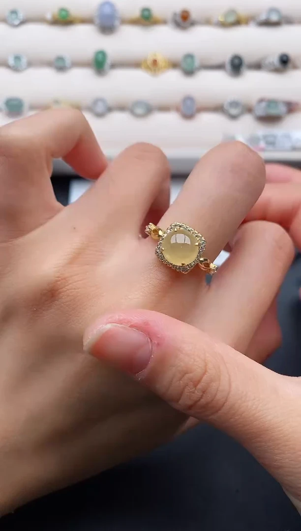 银S925镶嵌戒指翡翠66666666+2