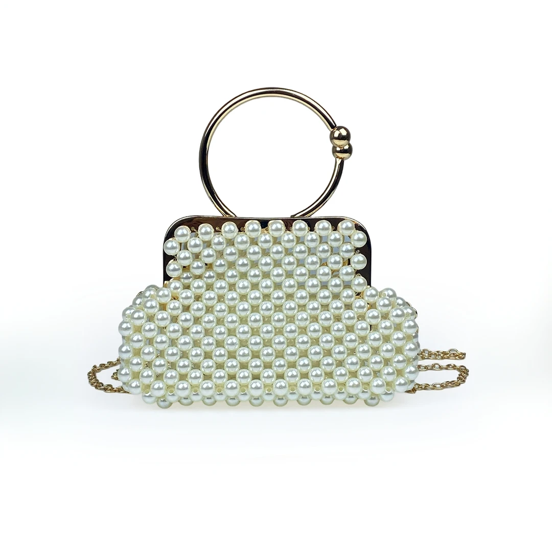 2025时尚新款奢华人造珍珠包手工串珠云朵晚宴斜挎手提包单肩