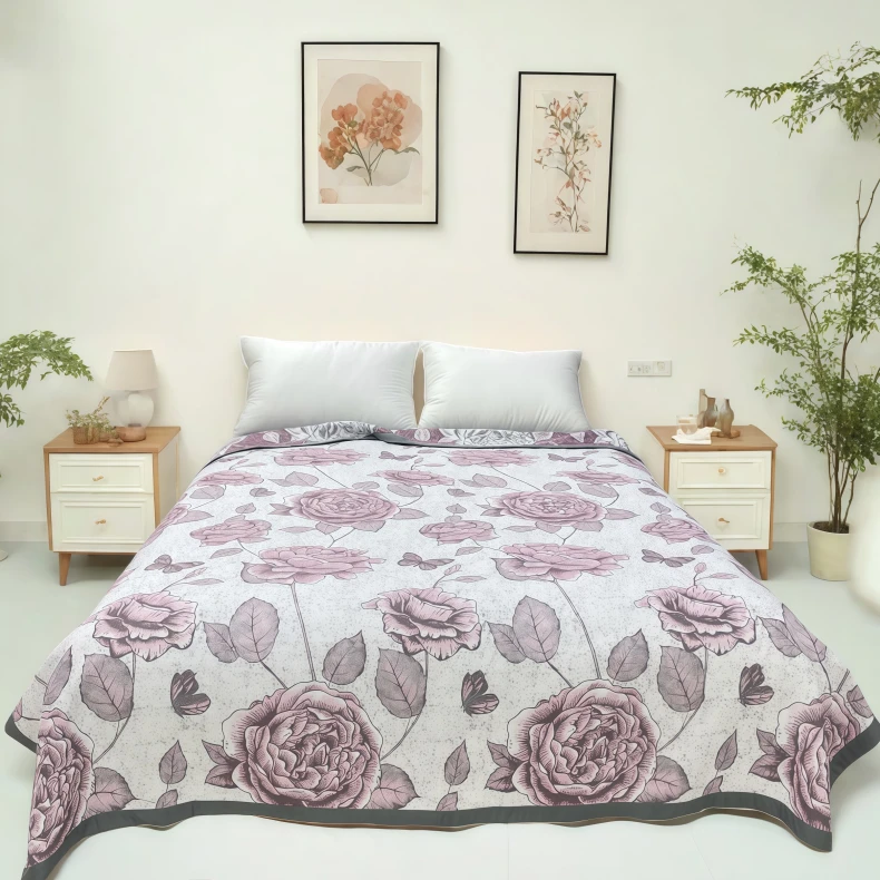 高端汉麻纱布盖毯--几许玫瑰200*230