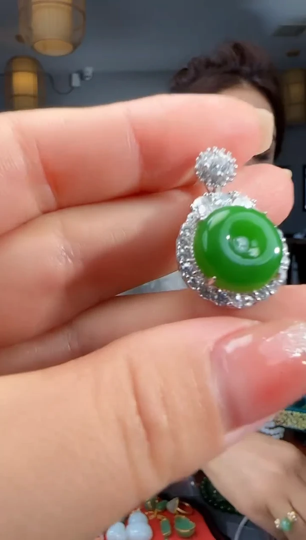 和田玉银S925镶嵌吊坠(不含链)1