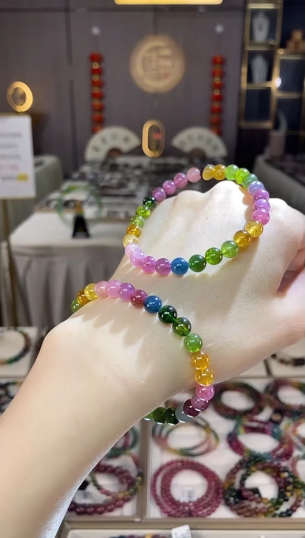 未镶嵌老矿碧玺单圈手串6mm+碧玺dan多样性发货一条