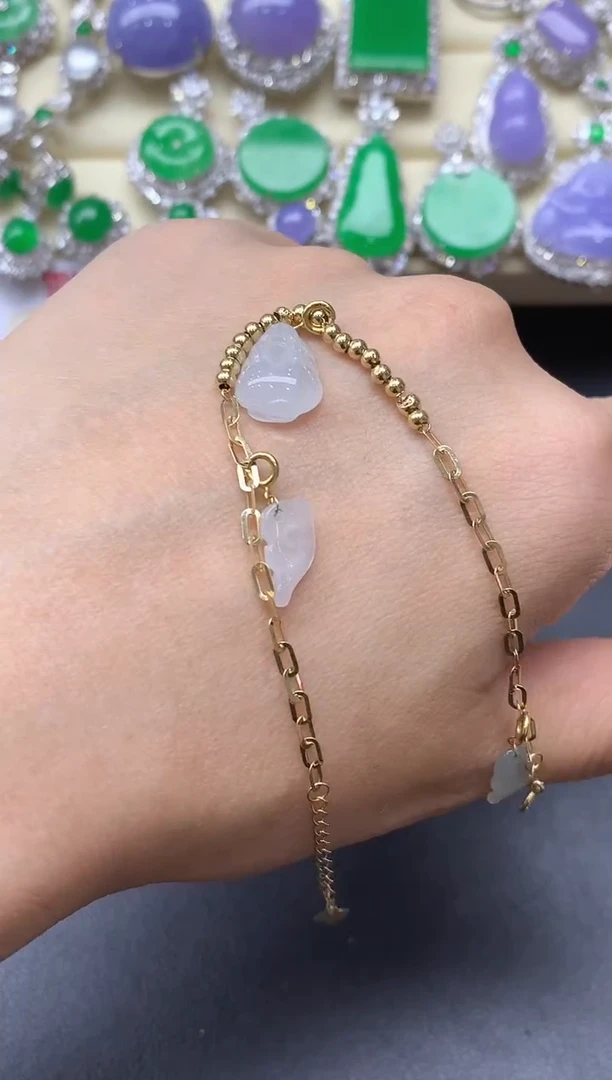 18K金镶嵌手链翡翠180-中国好珍宝