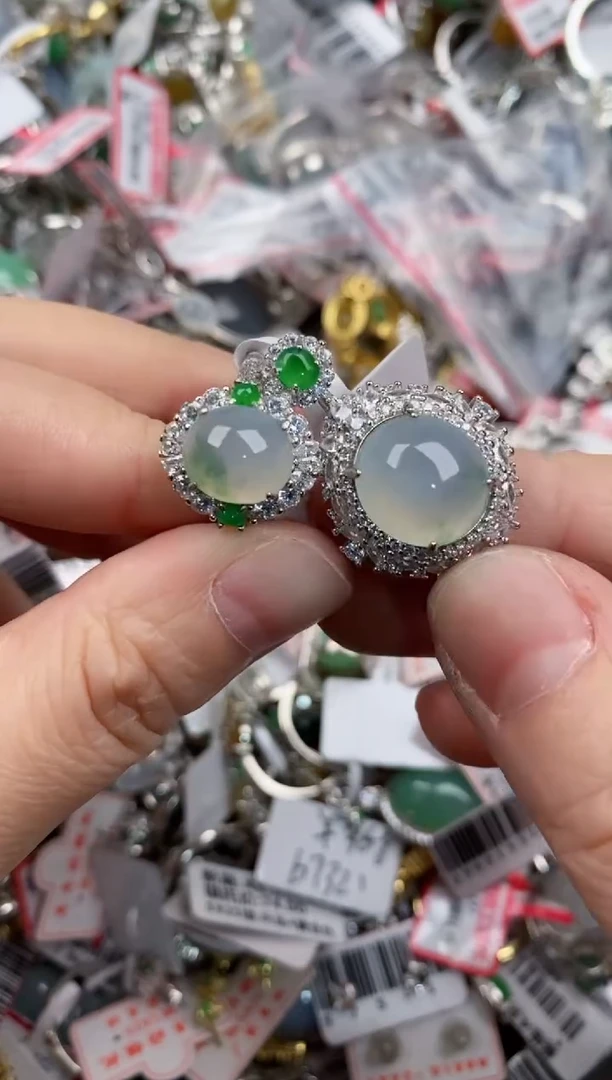 银S925镶嵌戒指翡翠666----6