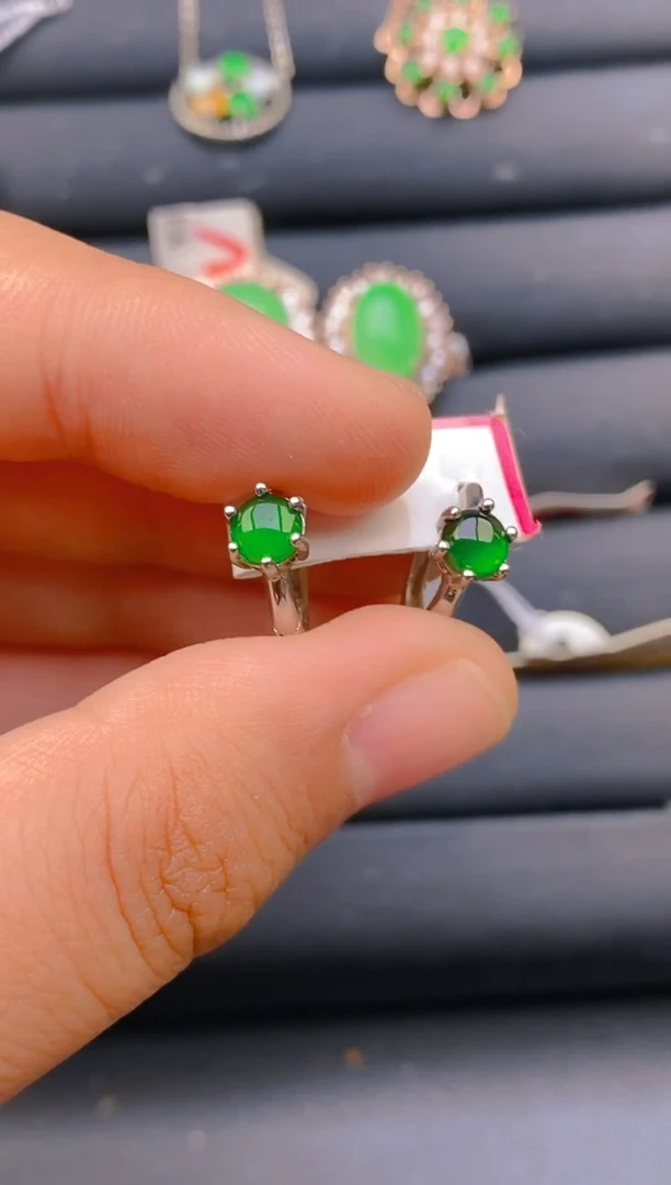 【闪购商品】翡翠戒指银S925镶嵌天然A货翡翠1