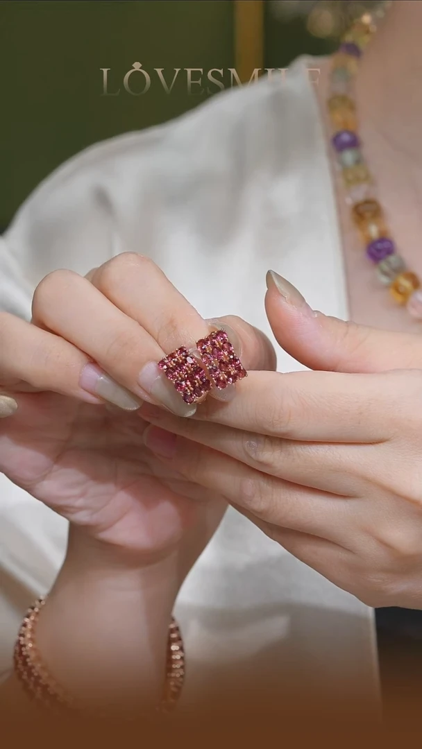 银S925镶嵌耳饰石榴石030耳饰