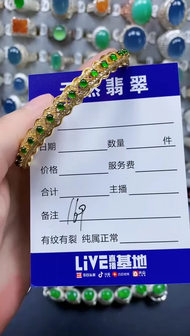 翡翠手镯银S925镶嵌169
