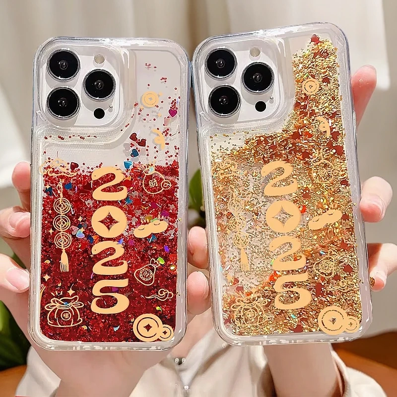 2025新年款适用iPhone16/13苹果15透明14流沙手机壳13/12女11国潮