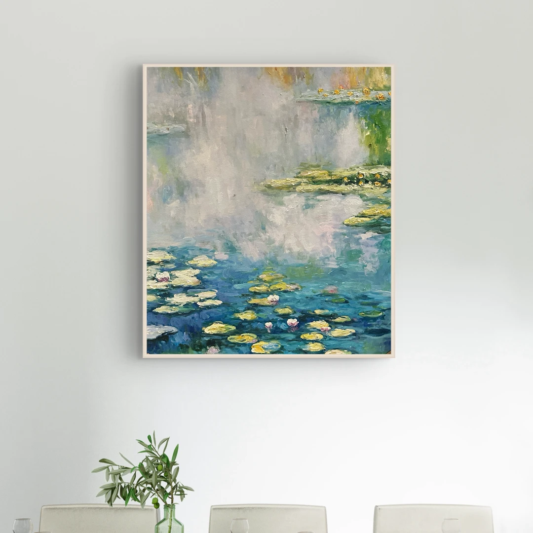 顶士嘉油画艺术《睡莲》手绘油画（不含框）配框➕米