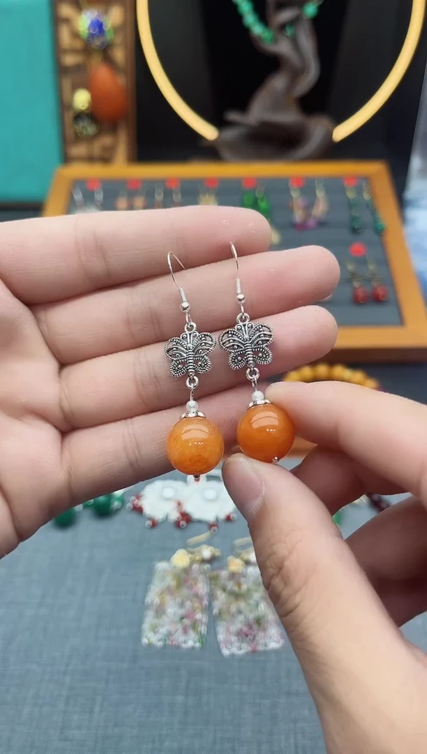 【闪购商品】玛瑙/玉髓耳钉银S925镶嵌436000