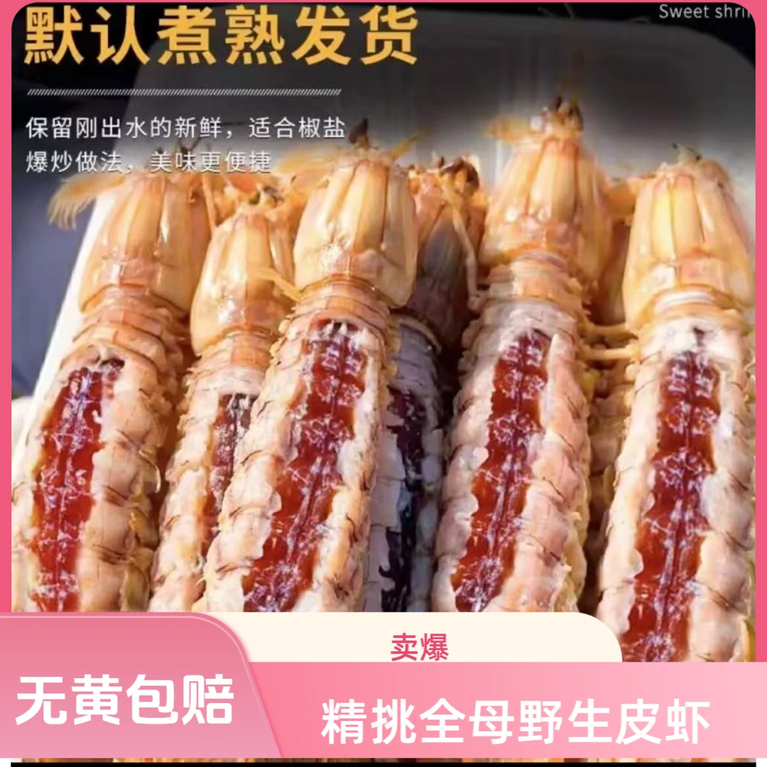野生带膏带黄全母皮皮虾 买1斤送1斤无黄包赔 次日达